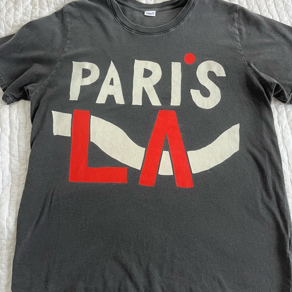Clare V vintage Gray and Red Short Sleeve Tee